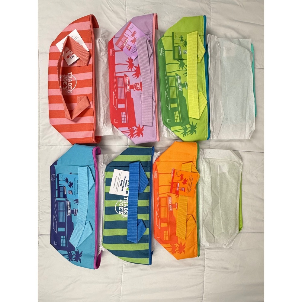 Trader Joes Mini Insulated Tote Bag Summer 2026 Set of 6 Limited Edition NEW - Picture 8 of 8